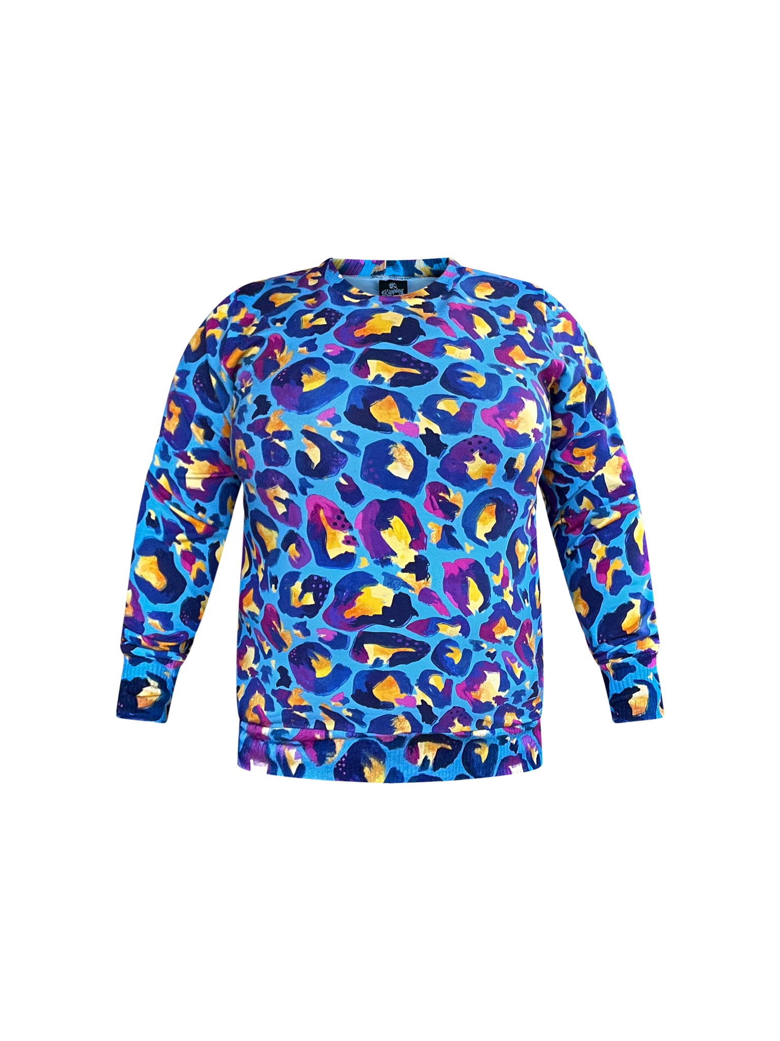 Ladies Sweatshirt in 'Blue Leopard' - Kasey Rainbow