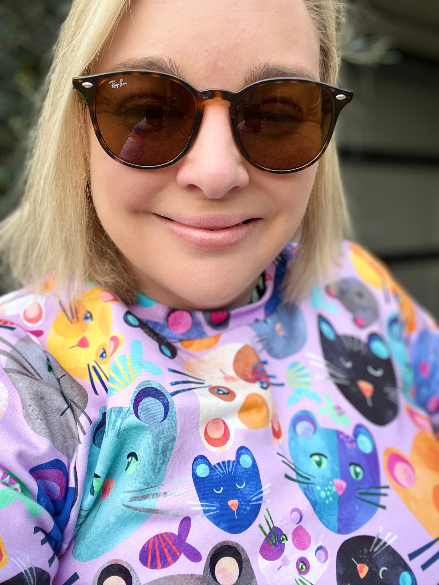 Ladies Sweatshirt in 'Lilac Cats' - Kasey Rainbow