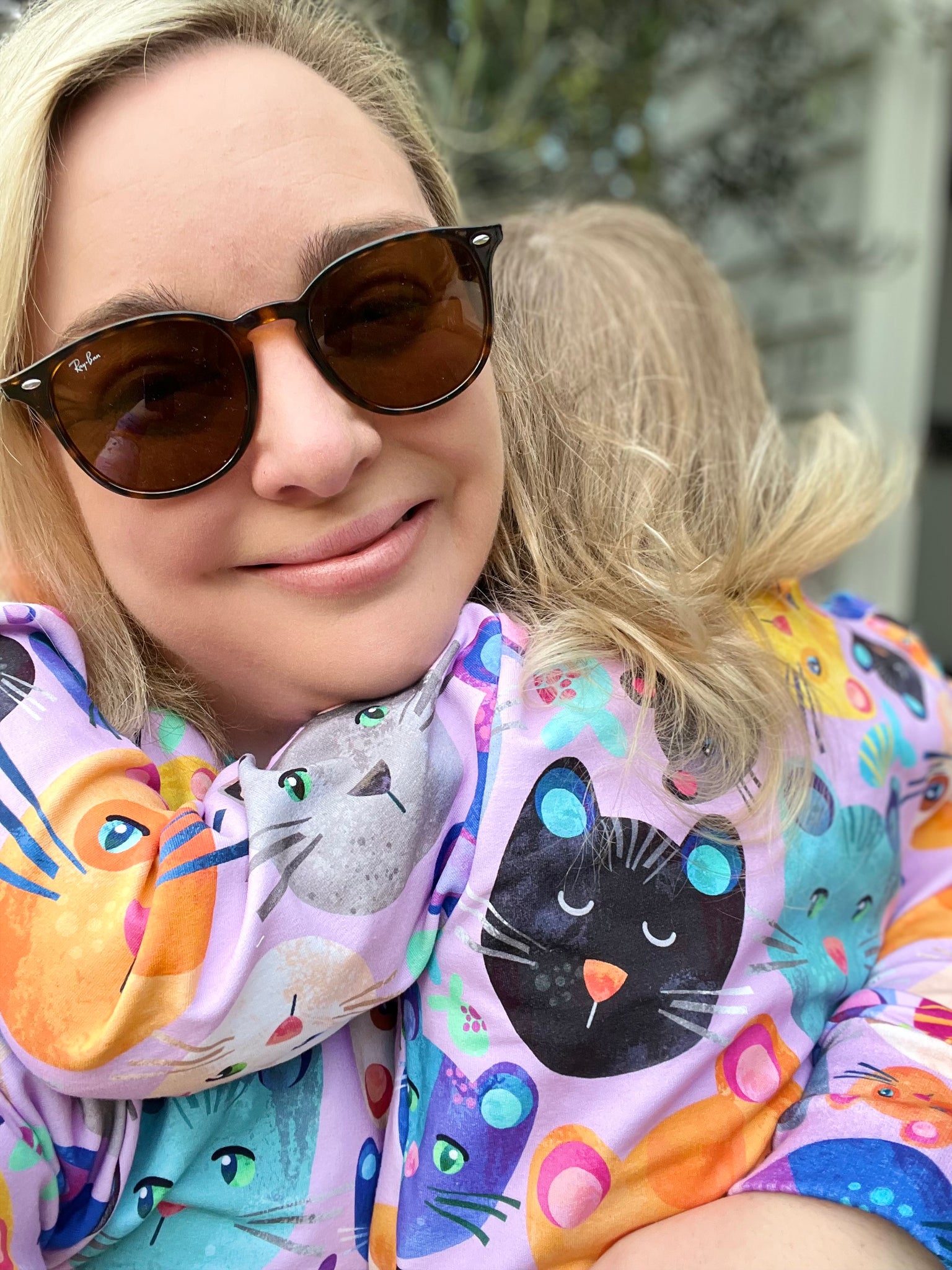 Ladies Sweatshirt in 'Lilac Cats' - Kasey Rainbow
