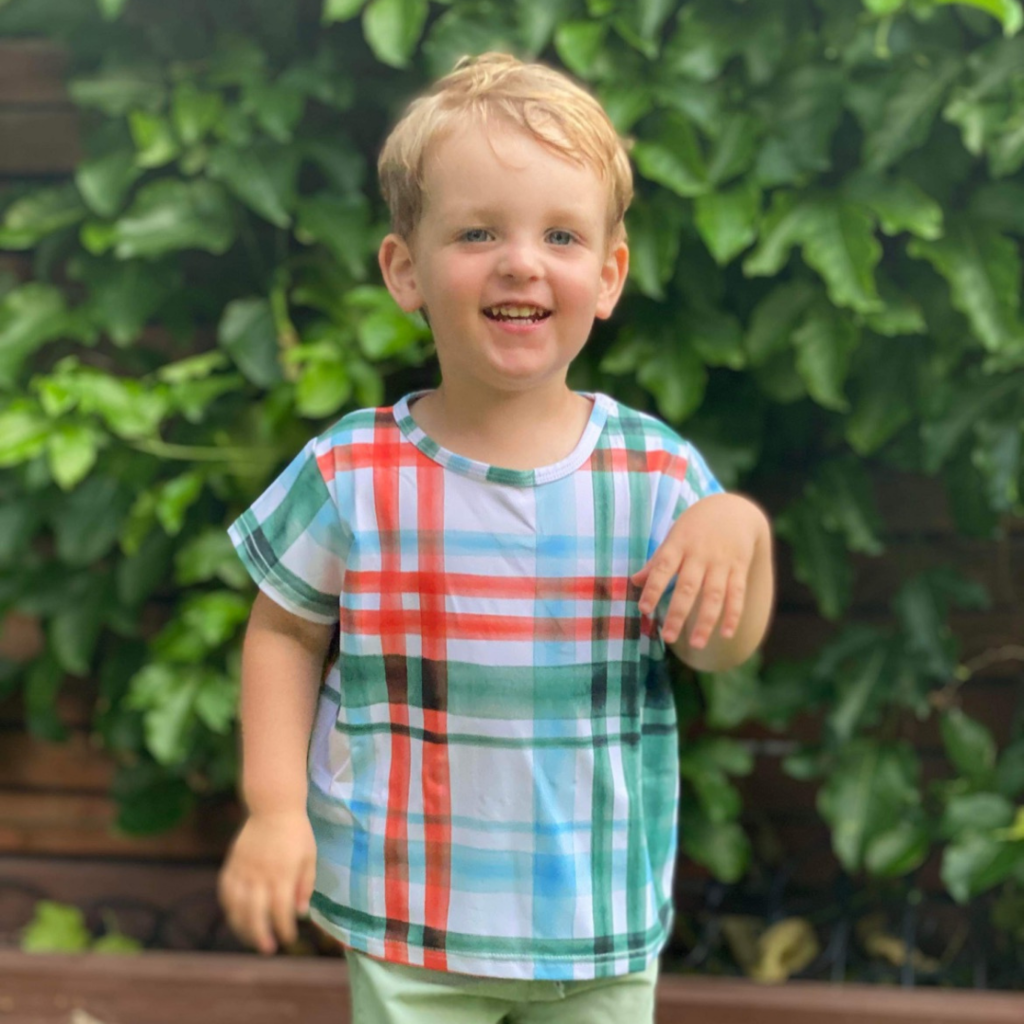 Kids T-Shirt in 'Traditional Mint Plaid’